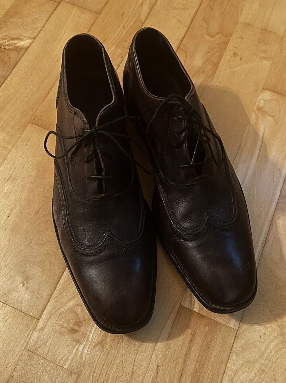 John Varvatos Whiskey Dark Brown Wingtip Mens Leather Dress Shoe 10